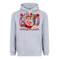Heather Grey with god all things are possible Heavyweight Hoodie - NancyCooperArtShop