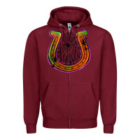 Burgundy halloween  horseshoe Zipper Hoodie - Jasminsmagicworld