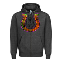Charcoal Heather halloween  horseshoe Zipper Hoodie - Jasminsmagicworld