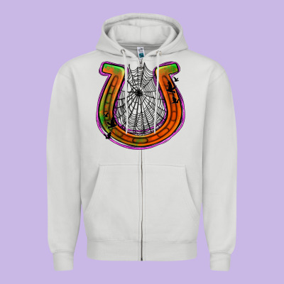 Halloween  Horseshoe Zipper Hoodie Designed By Jasminsmagicworld