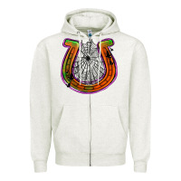 Oatmeal Heather halloween  horseshoe Zipper Hoodie - Jasminsmagicworld