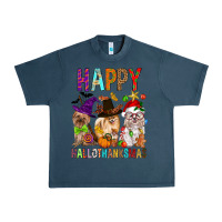 Midnight Navy Happy hallothankmas dog Urban Heavy Tee - FaDigitalArtStudio