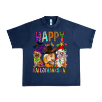 Navy Happy hallothankmas dog Urban Heavy Tee - FaDigitalArtStudio