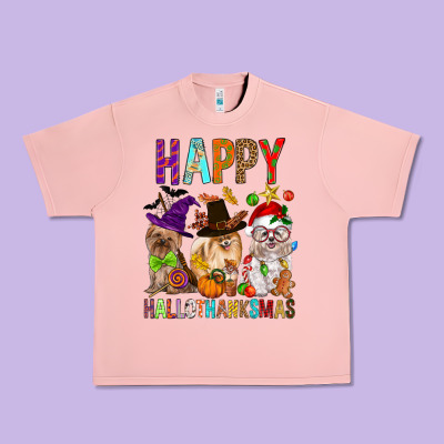 Happy Hallothankmas Dog Urban Heavy Tee Designed By Fadigitalartstudio