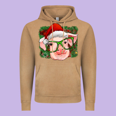 Christmas Pig Vintage Hoodie Designed By Ranaportraitstore