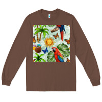 Chestnut parrot in the sun seamless pattern Long Sleeve Tee - BundleAndBundleShop