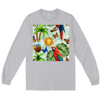 Moon Dust parrot in the sun seamless pattern Long Sleeve Tee - BundleAndBundleShop