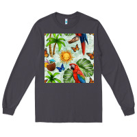 Smoke parrot in the sun seamless pattern Long Sleeve Tee - BundleAndBundleShop