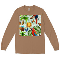 Toasted Coconut parrot in the sun seamless pattern Long Sleeve Tee - BundleAndBundleShop