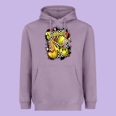 Vintage Softball Heavyweight Hoodie Designed By Maliassmallbusiness