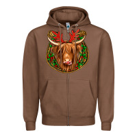 Chestnut christmas highland cow mistletoe Christmas Zipper Hoodie - Jasminsmagicworld