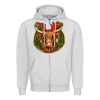 Dove Grey christmas highland cow mistletoe Christmas Zipper Hoodie - Jasminsmagicworld