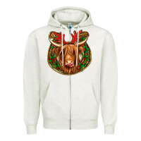 Oatmeal Heather christmas highland cow mistletoe Christmas Zipper Hoodie - Jasminsmagicworld