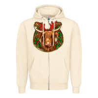 Sandshell christmas highland cow mistletoe Christmas Zipper Hoodie - Jasminsmagicworld