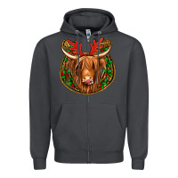 Smoke christmas highland cow mistletoe Christmas Zipper Hoodie - Jasminsmagicworld