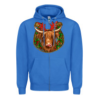 True Royal christmas highland cow mistletoe Christmas Zipper Hoodie - Jasminsmagicworld