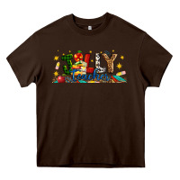 Chocolate Brown Christmas Jolly Teacher Heavy Core Tee - Artiststas
