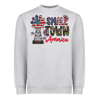 Heather Grey small town america Heavyweight Sweatshirt - CowhideDigitalArt