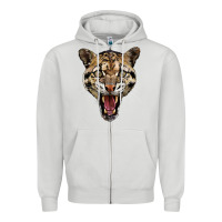 Dove Grey ocelot head Zipper Hoodie - LillyAllenDesigns