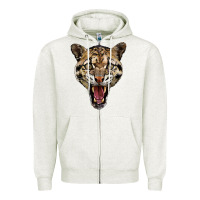 Oatmeal Heather ocelot head Zipper Hoodie - LillyAllenDesigns