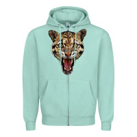 Seafoam ocelot head Zipper Hoodie - LillyAllenDesigns