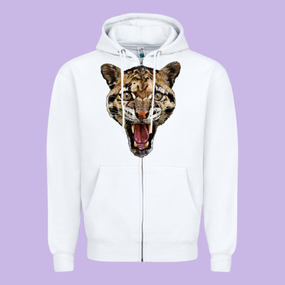 Ocelot Head Zipper Hoodie Designed By Lillyallendesigns