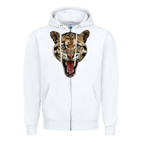 White ocelot head Zipper Hoodie - LillyAllenDesigns
