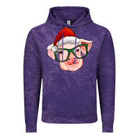 Cloud Purple christmas pig with santa claus hat Vintage Hoodie - RanaPortraitStore