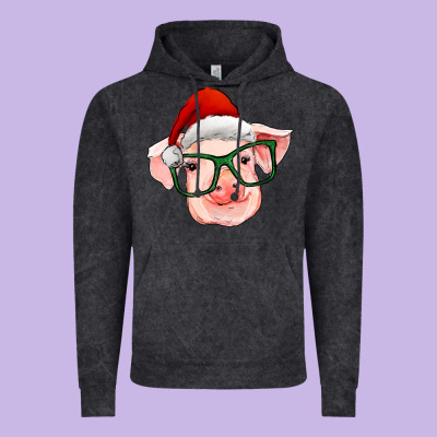 Christmas Pig With Santa Claus Hat Vintage Hoodie Designed By Ranaportraitstore