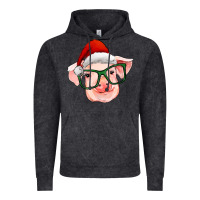 Vintage Black christmas pig with santa claus hat Vintage Hoodie - RanaPortraitStore