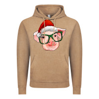 Vintage Coffee christmas pig with santa claus hat Vintage Hoodie - RanaPortraitStore
