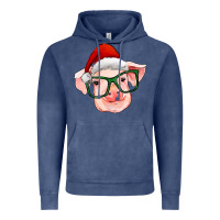 Vintage Denim christmas pig with santa claus hat Vintage Hoodie - RanaPortraitStore