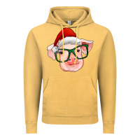 Vintage Mustard christmas pig with santa claus hat Vintage Hoodie - RanaPortraitStore