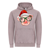 Vintage Zinc christmas pig with santa claus hat Vintage Hoodie - RanaPortraitStore