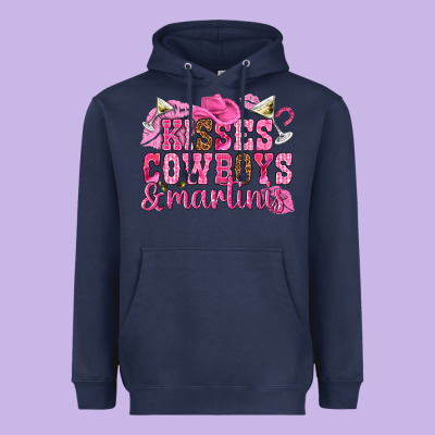 Kisses Cowboys Martinis Heavyweight Hoodie Designed By Nancycooperartshop