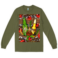 Army Green beer bottles with wheat and barley Long Sleeve Tee - AdoDesignShop