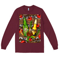 Burgundy beer bottles with wheat and barley Long Sleeve Tee - AdoDesignShop