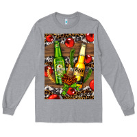 Heather Grey beer bottles with wheat and barley Long Sleeve Tee - AdoDesignShop