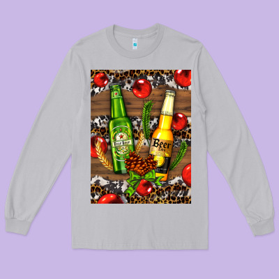 Beer Bottles With Wheat And Barley Long Sleeve Tee Designed By Adodesignshop