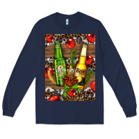 Navy beer bottles with wheat and barley Long Sleeve Tee - AdoDesignShop
