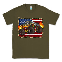 Army Green american flag monster truck Classic Tee - Artiststas