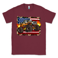 Burgundy american flag monster truck Classic Tee - Artiststas