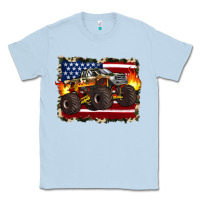 Dusty Blue american flag monster truck Classic Tee - Artiststas