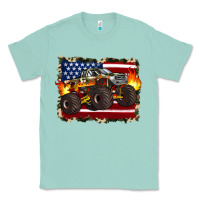 Seafoam american flag monster truck Classic Tee - Artiststas