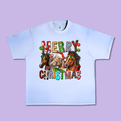 Merry Christmas Horses Urban Heavy Tee Designed By Fadigitalartstudio