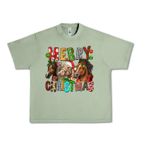 Oil Green Merry christmas horses Urban Heavy Tee - FaDigitalArtStudio