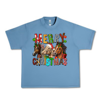 Pebble Blue Merry christmas horses Urban Heavy Tee - FaDigitalArtStudio