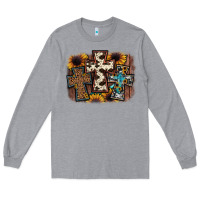 Heather Grey cross background Long Sleeve Tee - JahusDesignShop