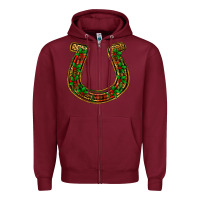 Burgundy Christmas Horseshoe Zipper Hoodie - Jasminsmagicworld