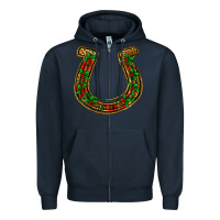 Navy Christmas Horseshoe Zipper Hoodie - Jasminsmagicworld